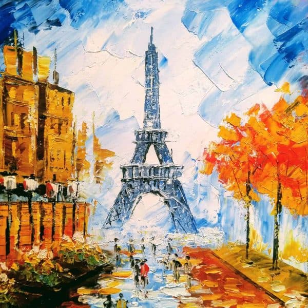 a painting of the eiffel tower in paris.