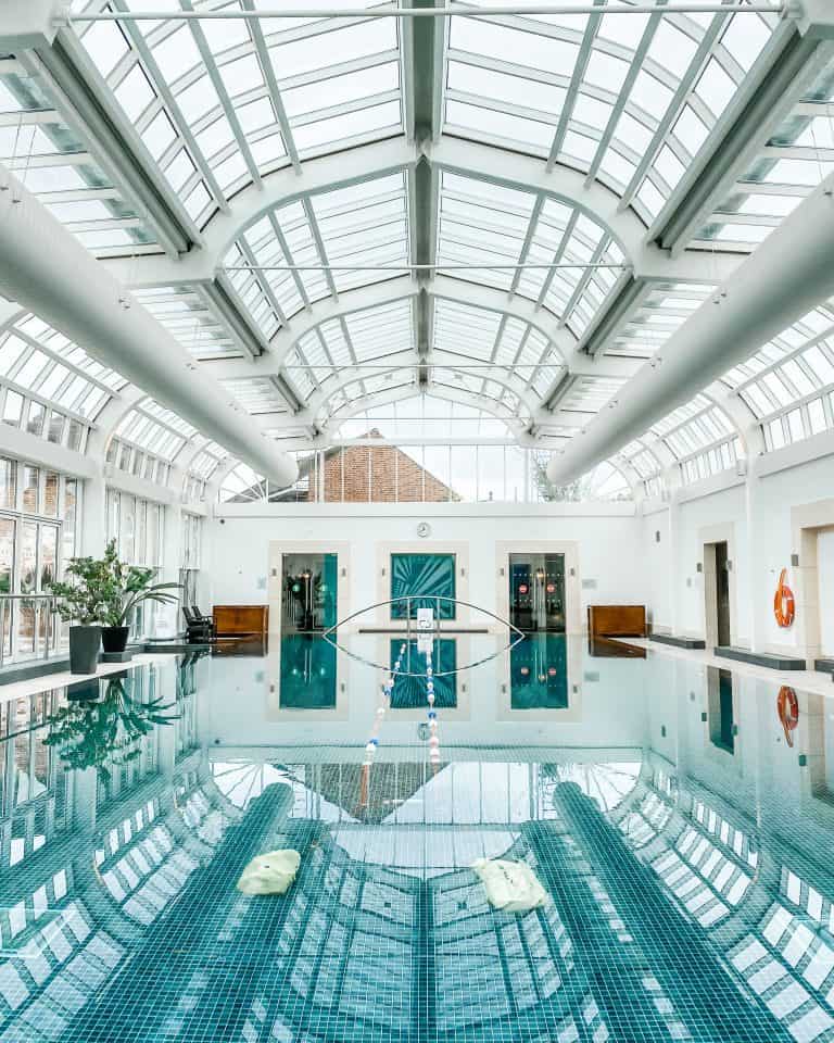 An impressive indoor pool at the Four Seasons Hampshire for a staycation.